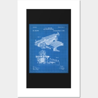 Typewriter Patent - Editor Writer Home Office Decor Art - Blueprint Posters and Art